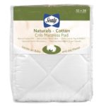 Sealy Naturals Cotton Fitted Crib and Toddler Mattress Pad Cover - White