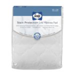 Sealy Stain Protection Waterproof Fitted Crib Mattress Pad - White