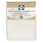 Sealy Allergy Protection Fitted Crib Mattress Pad with Organic Cotton Top - White