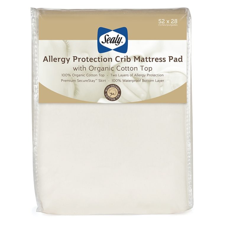 Sealy Allergy Protection Fitted Crib Mattress Pad with Organic Cotton Top