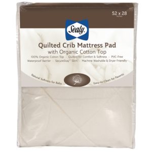 Sealy Quilted Fitted Crib Mattress Pad with Organic Cotton Top_ed022-qgx
