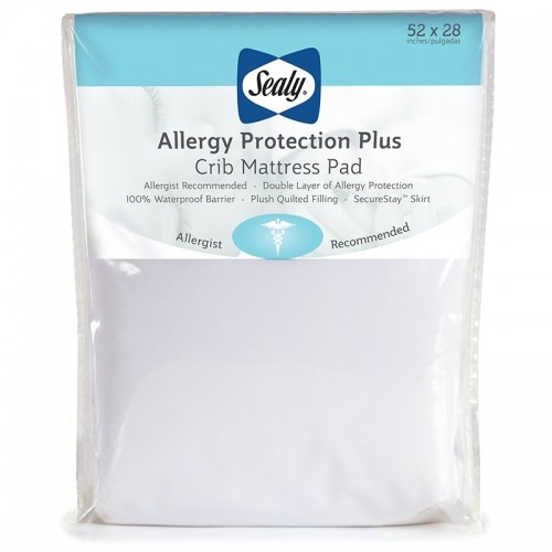 Sealy Allergy Protection Plus Fitted Crib Mattress Pad - White
