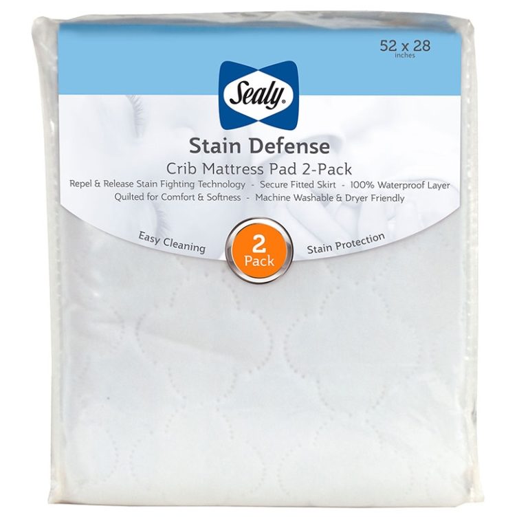 Sealy Stain Defense Fitted Crib Mattress Pad, 2-Pack